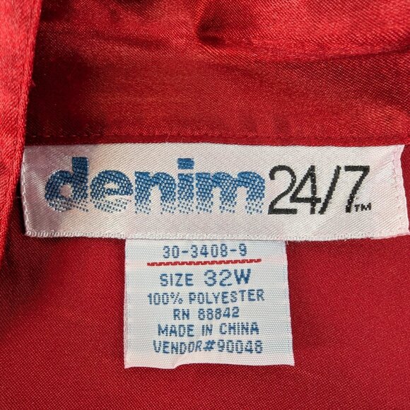 denim 24/7 Women Plus Size Red Blouse Tunic Ruffle Front Bell Sleeve Size 32W - Picture 10 of 10